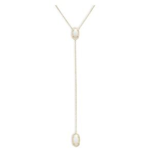 🆕 Kendra Scott Ellison 14K Goldplated & Kyocera White Opal Lariat Chain Necklace